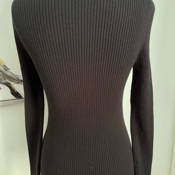 Maeve by Anthropologie Black Ribbed Turtleneck Slit Sleeve Size XS - Picture 5 of 8